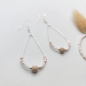 Preview: Ohrringe Tropfenform beige&rose versilbert