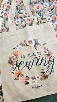 Bedruckte Baumwolltasche "I´d rather be sewing"  - limitiert -