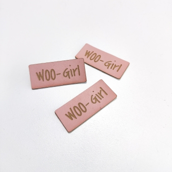 Kunstleder-Label "woo-girl" rosa