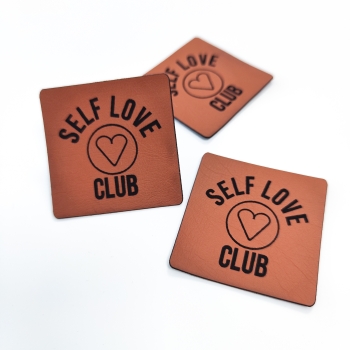 Kunstleder-Label "self-love club" braun