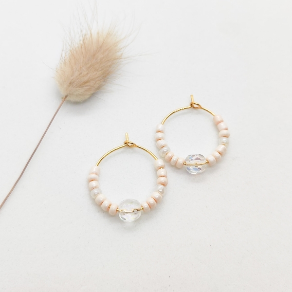 Ohrringe beige&rose 18k vergoldet