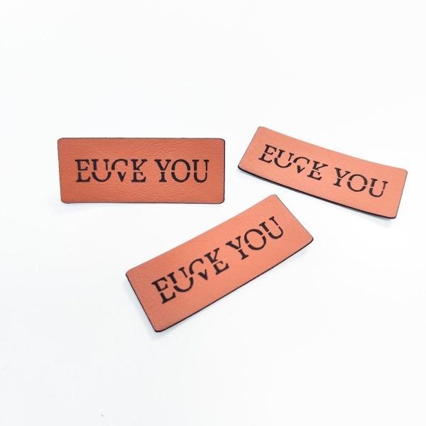 Kunstleder-Label "F*ck you - Love you" braun