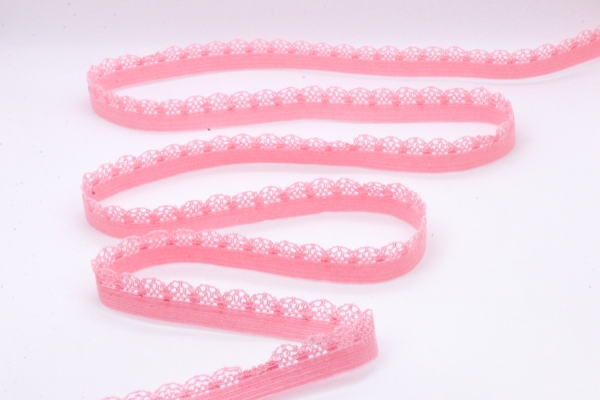 Elastisches Ziergummi mit Bogenkante 12mm rosa